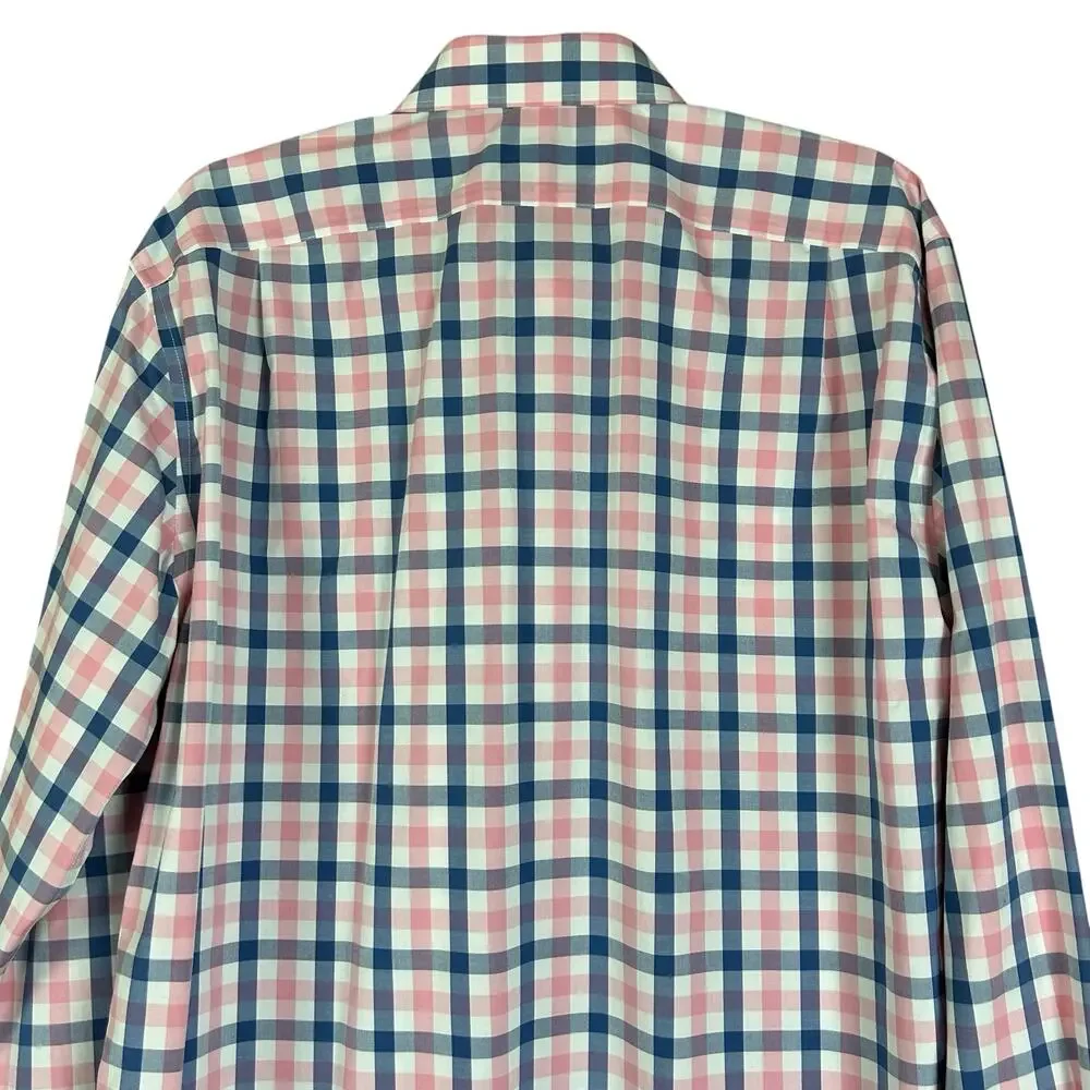 J.Crew Shirt Men Size XL Slim Fit Light Blue Pink Check Classic Preppy Button Up